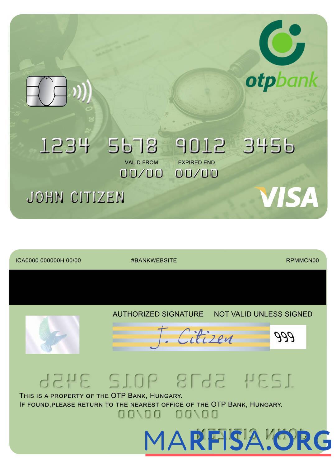 Printable Hungary OTP Bank visa card real example
